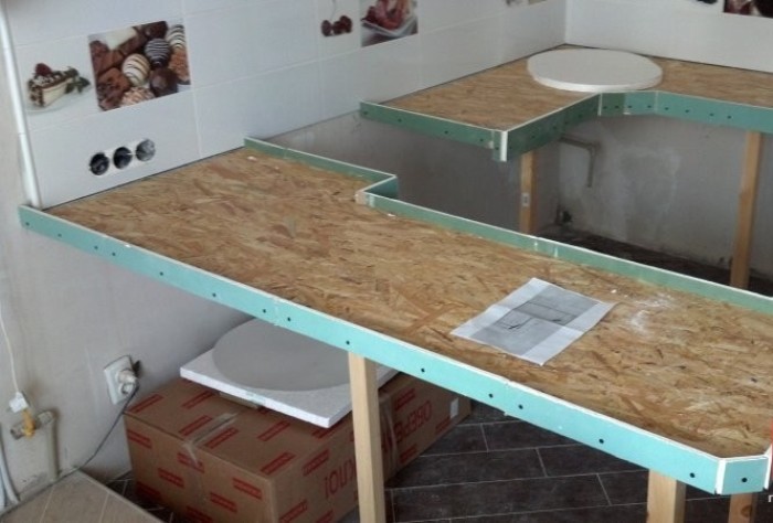 Préparation de la base pour la pose de carreaux.