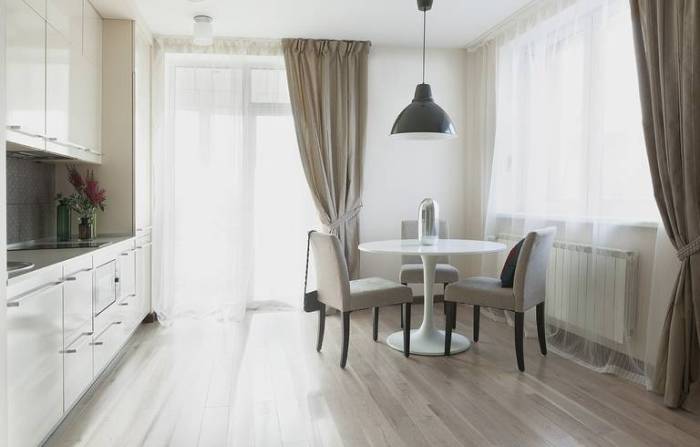Cortinas en la cocina alemana.