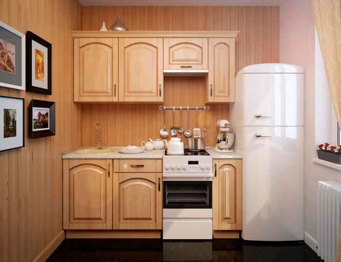 Cocina con heladera.