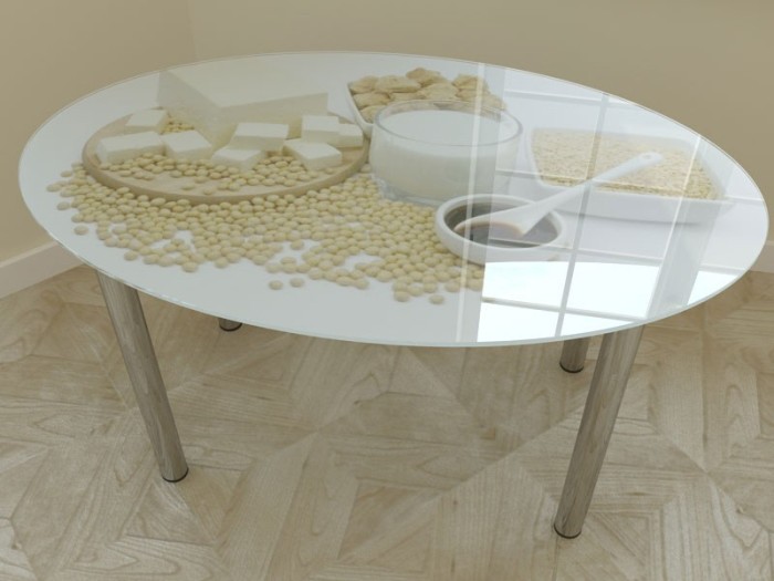 Table ronde en verre.